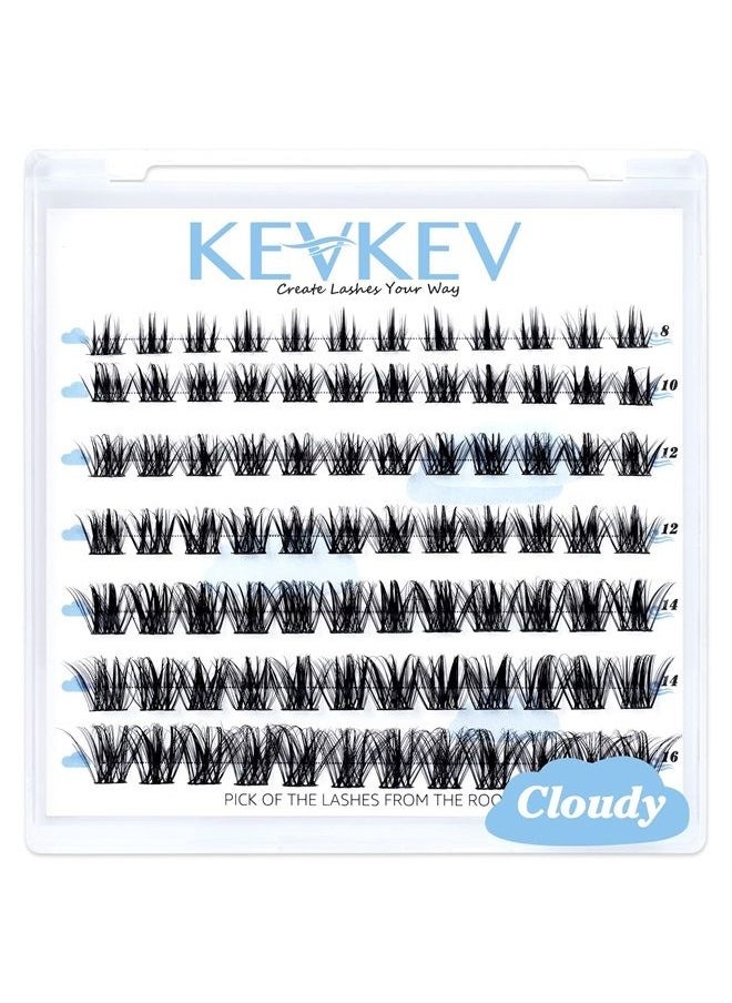KevKev Lash Clusters 84 Pcs Cluster Lashes Eyelash Clusters DIY Cluster Eyelash Extensions Individual Lashes Thin Band & Soft(Cloudy,C-8-16mix) 