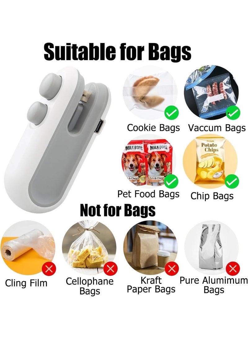 إيزي لايف ختم أغذية محمول صغير، جهاز غلق أكياس بالحرارة محمول باليد بشحن USB للرقائق، الوجبات الخفيفة، القهوة، البهارات، الحبوب، الطعام الجاف، حفظ مانع للتسرب، تشغيل سهل بيد واحدة - Image 3