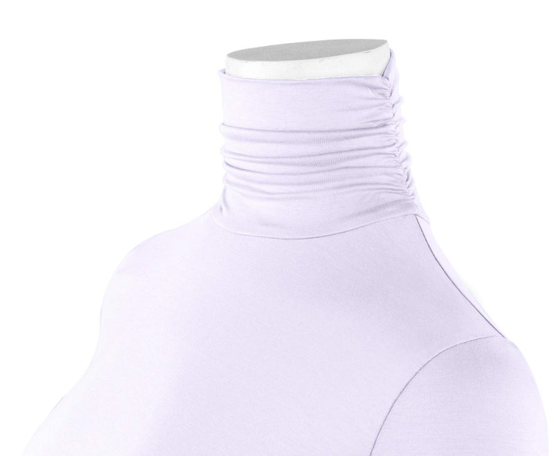 AUHEGN Women Long Sleeve Turtleneck Fitted Soft Stretchy Layer Tee Top (Large, White) - Image 5