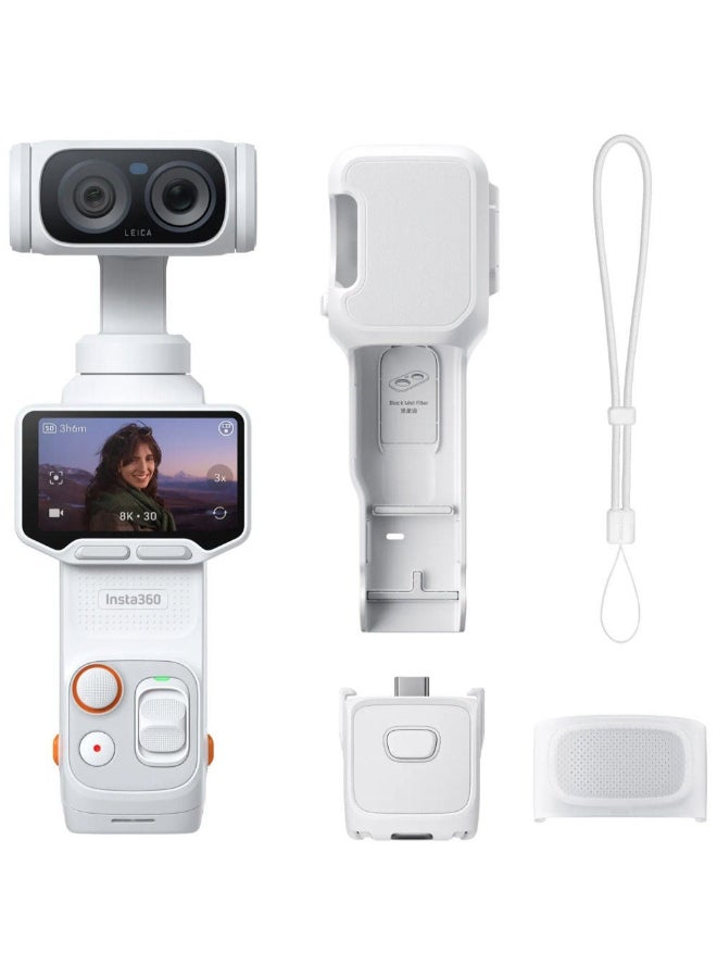 Insta360 Luna Ultra Standard Bundle | 8K Pocket Size Gimbal Camera w/ Dual Leica Lens System + Protective Cover + Wind Guard + Thread Handle + Wrist Strap, For Travel, Vlogging- Cosmic White - Image 1
