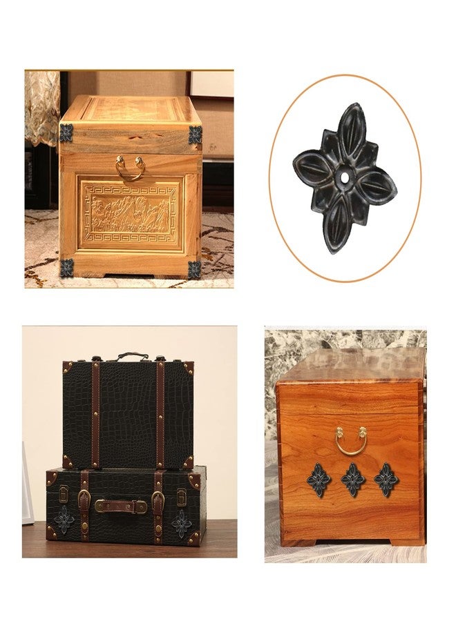 Pastlla 24Pcs Antique Bronze Corner Appliques Decorative Edge Protector Vintage Style Edge Safety Guard Covers Metal Embellishments for Furniture Cabinet Table Jewelry Box Case (Single Hole, 1.18") - Image 5