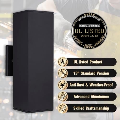 Cerdeco Aluminum Modern Outdoor Wall Light, Exterior Outdoor Wall Sconce Up Down Light Fixtures Matte Black [UL Listed] - Image 2