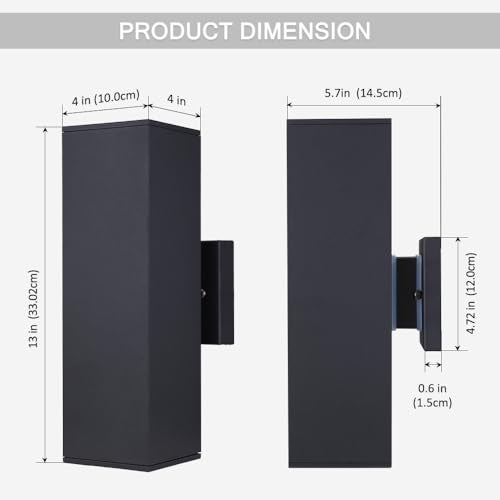 Cerdeco Aluminum Modern Outdoor Wall Light, Exterior Outdoor Wall Sconce Up Down Light Fixtures Matte Black [UL Listed] - Image 5