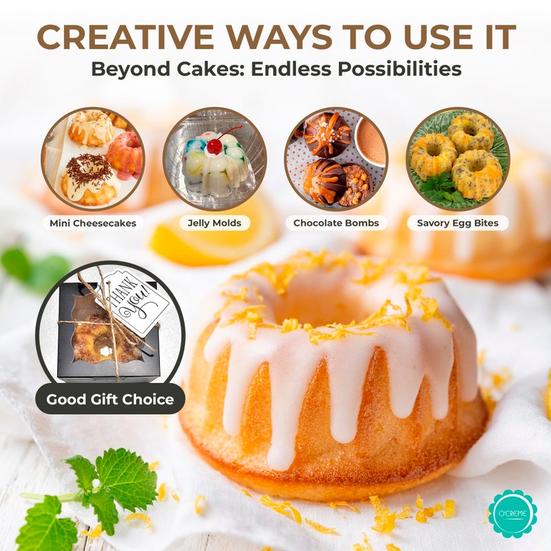 O'Creme Oâ€™Creme Bakeable Plastic Mini Cake Pan with Container - Baking Pan With Non-Stick Silicone - Reusable Mold For Baking and Much More - and Clear Snap-Closure Container - 25 Cake Pans + 25 Containers - Image 2