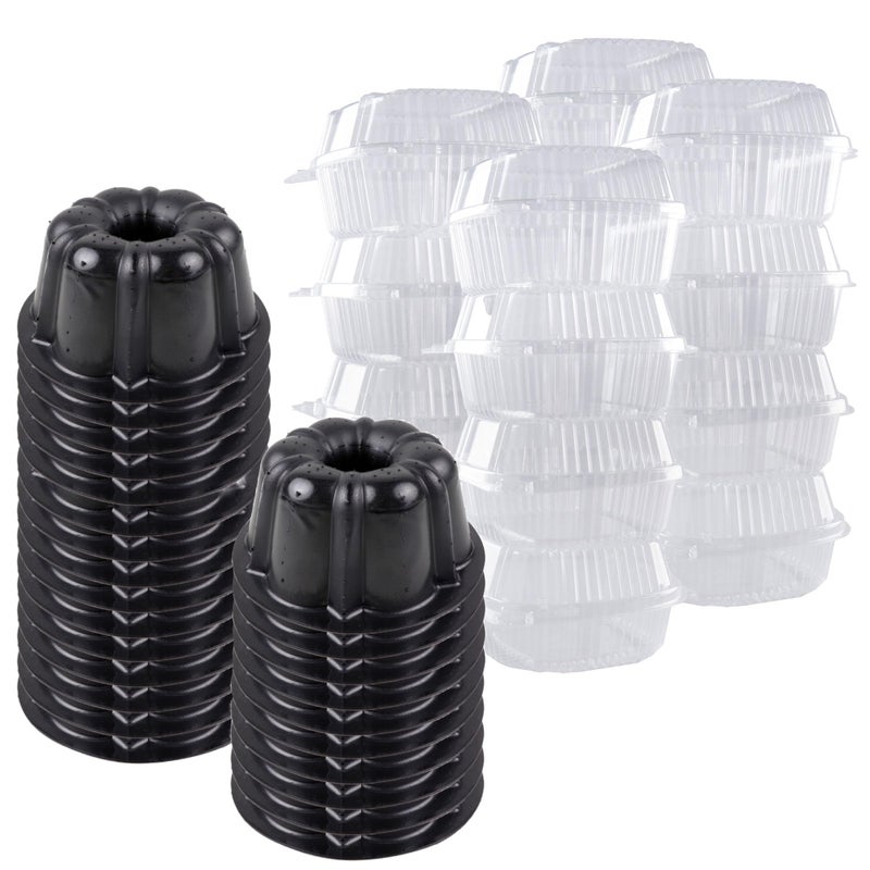 O'Creme Oâ€™Creme Bakeable Plastic Mini Cake Pan with Container - Baking Pan With Non-Stick Silicone - Reusable Mold For Baking and Much More - and Clear Snap-Closure Container - 25 Cake Pans + 25 Containers - Image 1