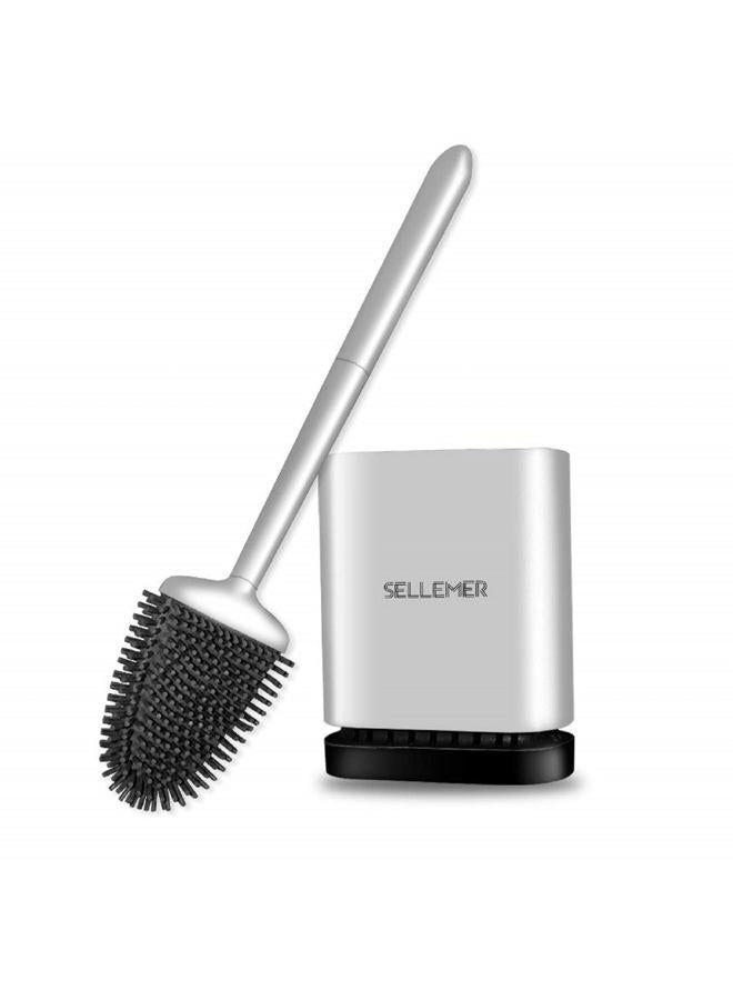 Sellemer مجموعة فرشاة مرحاض وحامل، فرشاة تنظيف وعاء المرحاض مع حامل لتخزين وتنظيم الحمام، تصميم مقبض صلب مضاد للصدأ - Image 1