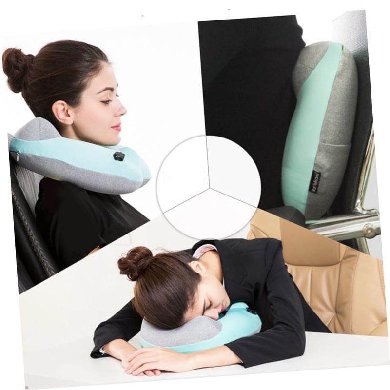 Inflatable Travel Pillow for Neck and Cervical Spine Support Quick Inflate Compact Grey - Image 4
