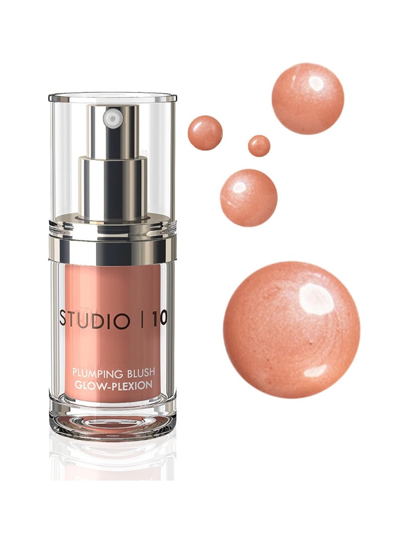 Studio 10 10 Plumping Blush Glow Plexion Makeup Liquid Blush Radiant and Youthful Skin in One Easy Step Glowy Liquid Blusher for Mature Skin - Image 1
