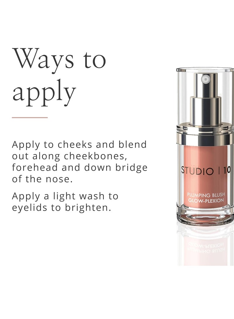 Studio 10 10 Plumping Blush Glow Plexion Makeup Liquid Blush Radiant and Youthful Skin in One Easy Step Glowy Liquid Blusher for Mature Skin - Image 3