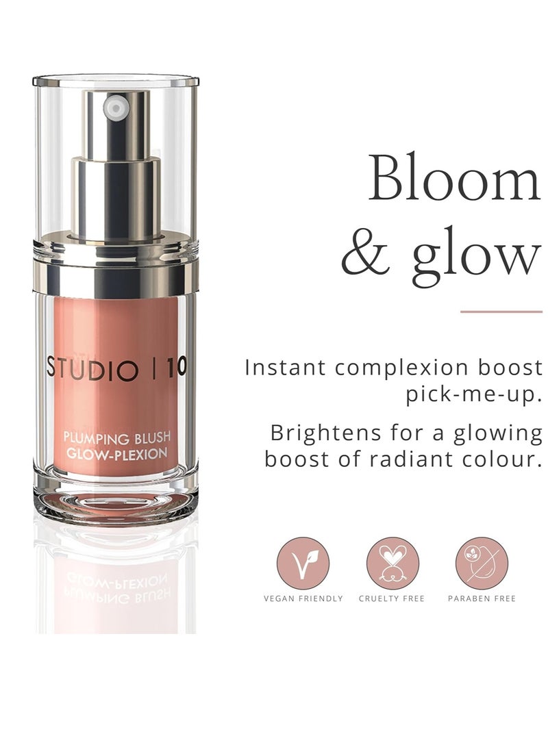 Studio 10 10 Plumping Blush Glow Plexion Makeup Liquid Blush Radiant and Youthful Skin in One Easy Step Glowy Liquid Blusher for Mature Skin - Image 4