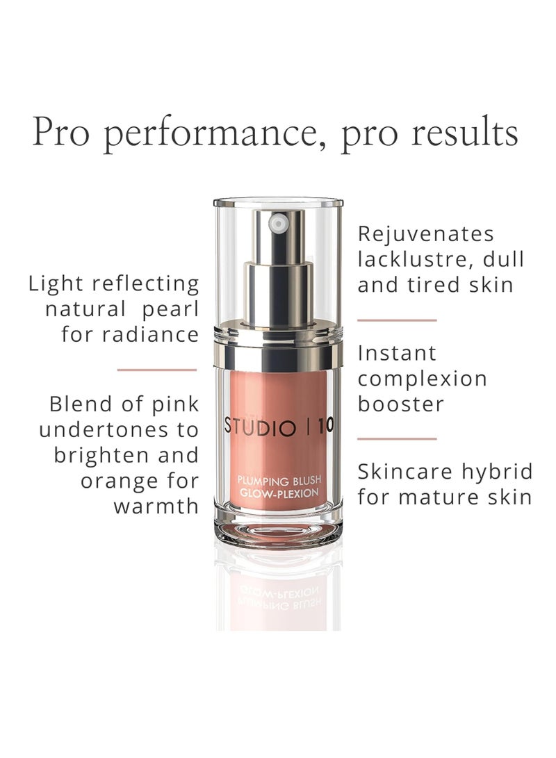 Studio 10 10 Plumping Blush Glow Plexion Makeup Liquid Blush Radiant and Youthful Skin in One Easy Step Glowy Liquid Blusher for Mature Skin - Image 5