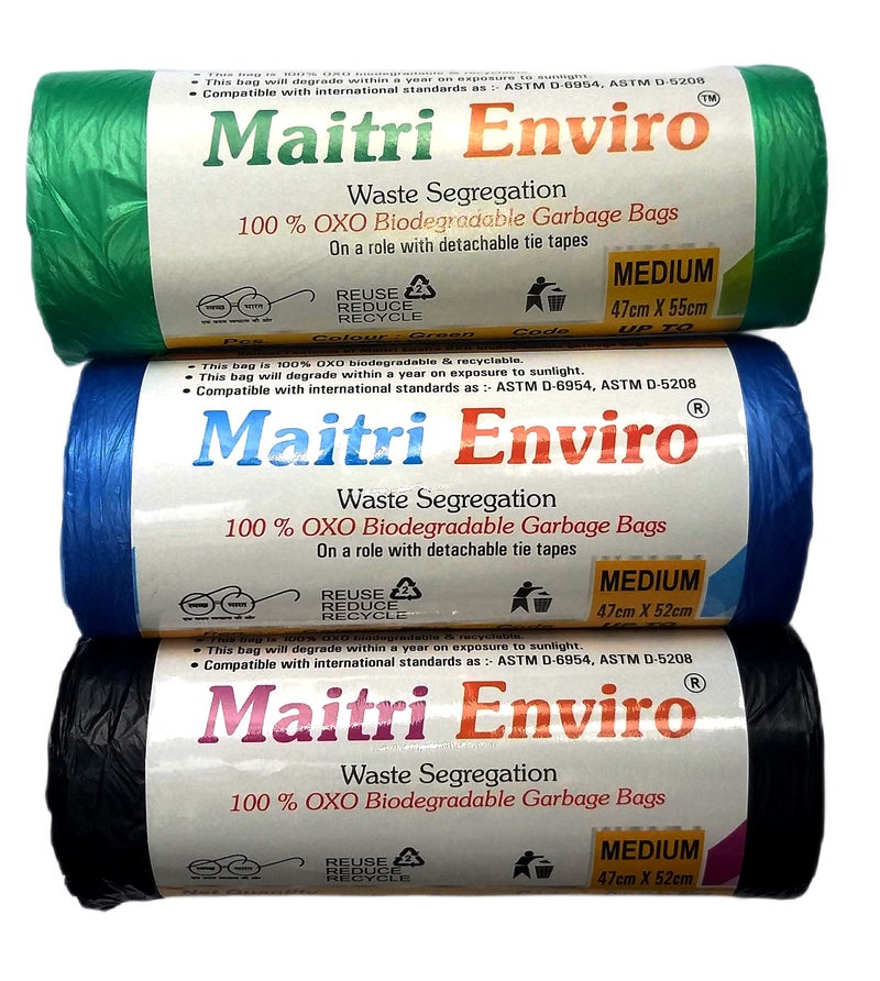 MAITRI ENVIRO Garbage Bags 19"X21" Pack Of 3 90 PCS (Blue, Black And Green) - Image 5