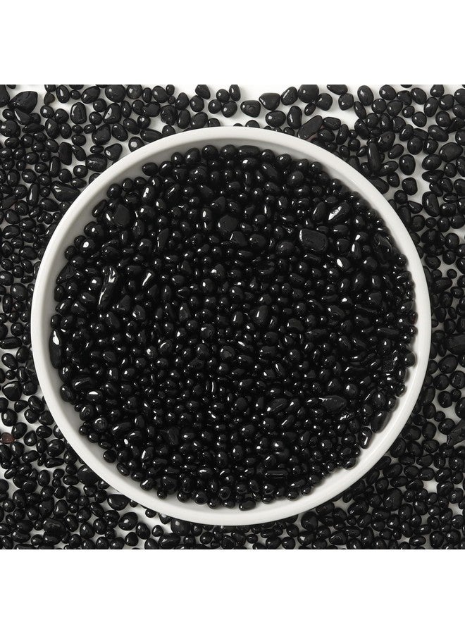 T4U Tumbled Chips Stones Crushed Black Gravels 1 Lb, Irregular Shaped Natural Rock Pebbles, Diy Polished Rocks For Potted Plant, Bonsai, Vase Fillers Aquarium Decoration, Aquarium Gravel Rocks - Image 1