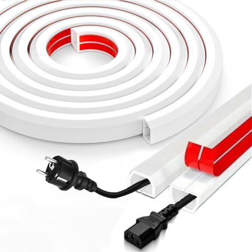 Serplex® Floor Cable Hider PVC Wire Hider Floor Cord Cover Self Adhesive Cord Wall Wire Holder Cuttable Flexible Cover Guider,6.6ft,White - Image 1