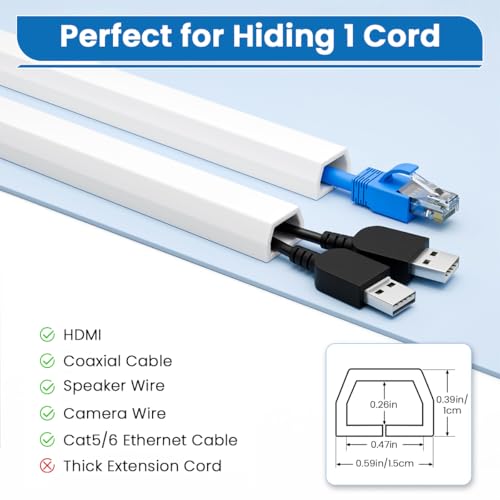 Serplex® Floor Cable Hider PVC Wire Hider Floor Cord Cover Self Adhesive Cord Wall Wire Holder Cuttable Flexible Cover Guider,6.6ft,White - Image 2
