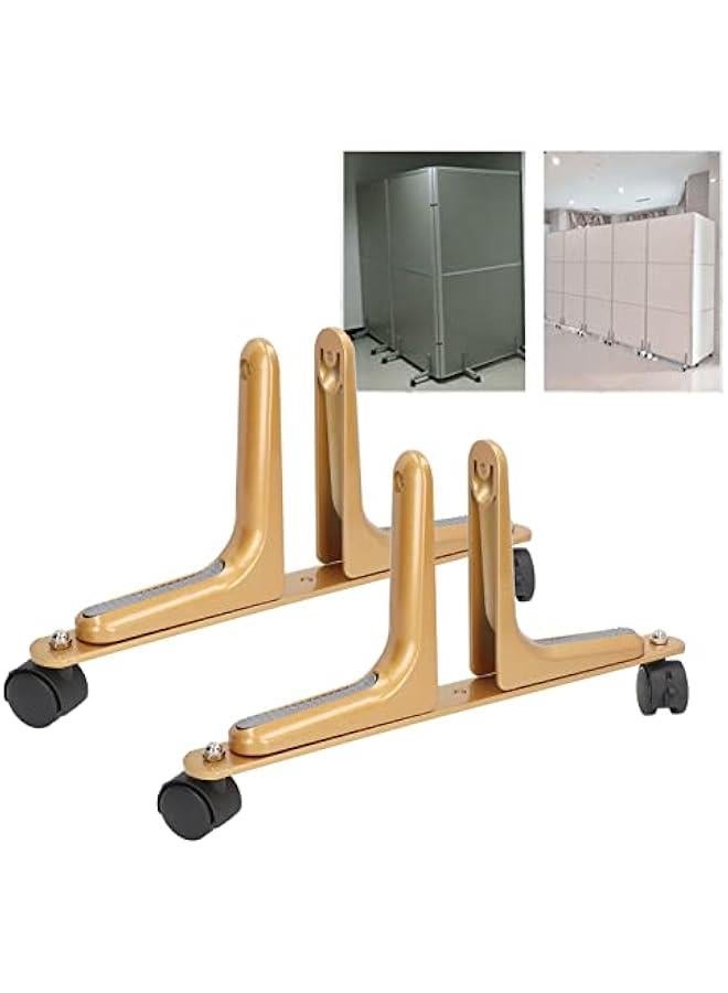Screen Holder Feet Holder, Aluminum Alloy Room Divider Screen Holder Adjustable Screen Partition Base Movable Wheel for Hotel (Gold) - Image 3