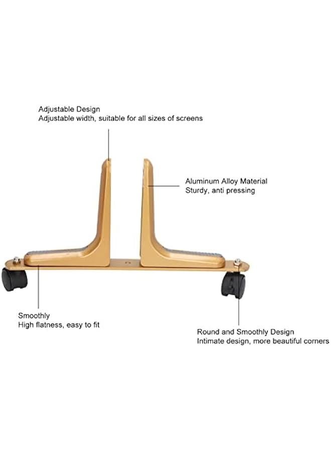 Screen Holder Feet Holder, Aluminum Alloy Room Divider Screen Holder Adjustable Screen Partition Base Movable Wheel for Hotel (Gold) - Image 5
