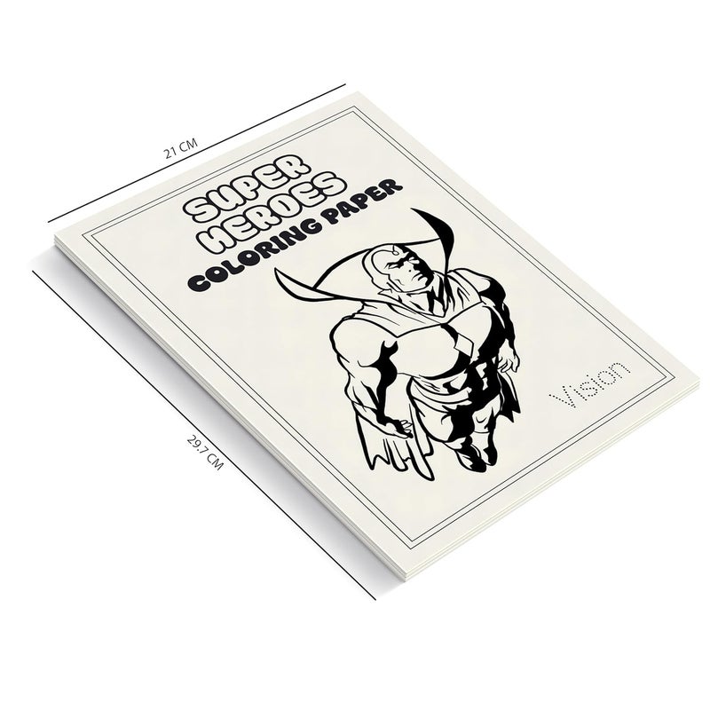 PAPERO Kids Colouring Paper | A4 Size (21 x 29.7 cm) | 140 GSM | 20 Super Heros-Themed Sheets | Perfect for Kids Sketching & Art Projects - Image 2