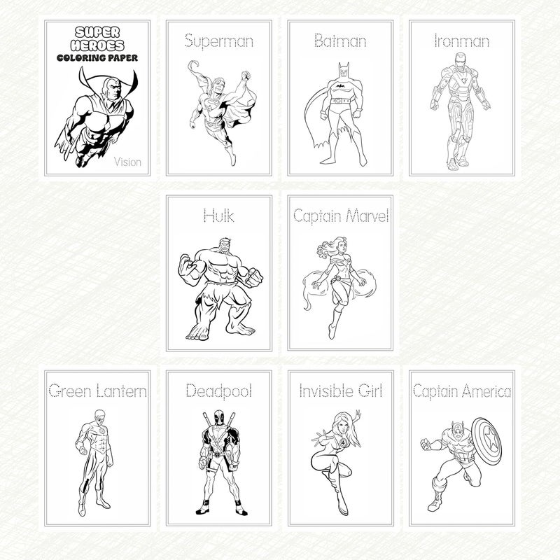 PAPERO Kids Colouring Paper | A4 Size (21 x 29.7 cm) | 140 GSM | 20 Super Heros-Themed Sheets | Perfect for Kids Sketching & Art Projects - Image 4