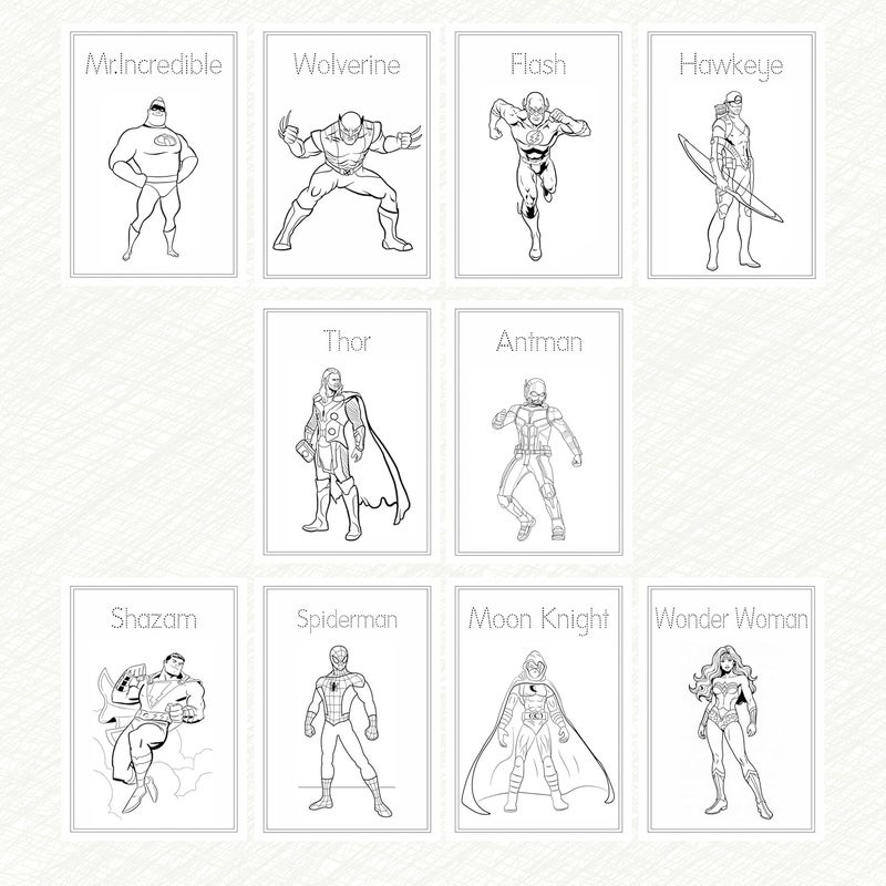 PAPERO Kids Colouring Paper | A4 Size (21 x 29.7 cm) | 140 GSM | 20 Super Heros-Themed Sheets | Perfect for Kids Sketching & Art Projects - Image 5