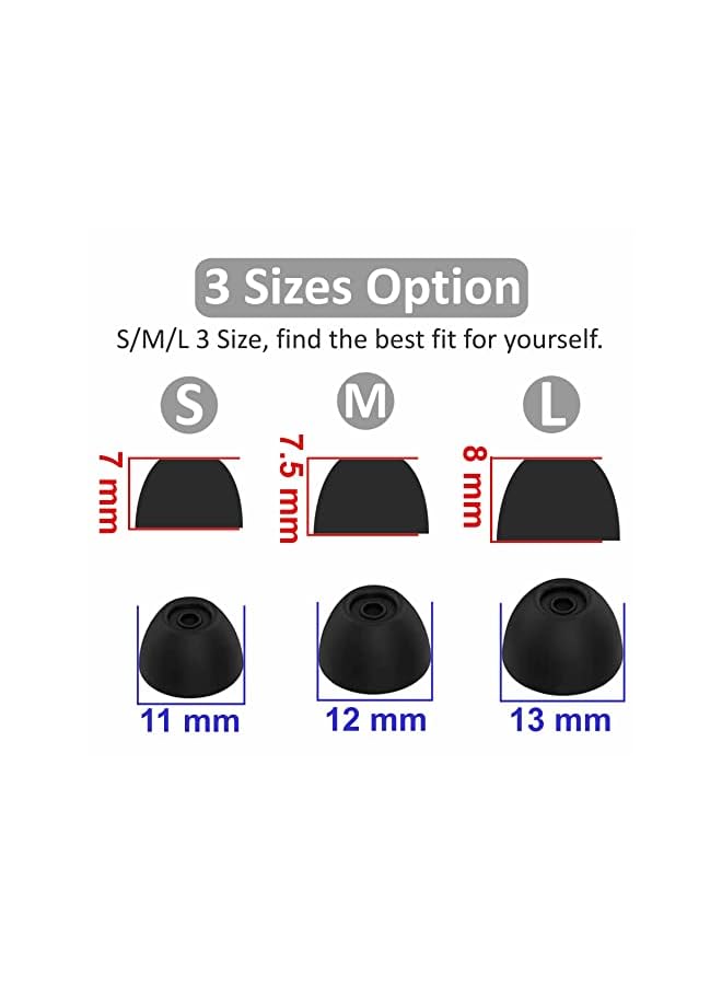 erorex 6 Pairs Silicone For Galaxy Buds 2 Ear Tips Earbuds Soft Rubber Flexible Eartips Buds Wing Tips Fit In Case Compatible With Samsung Galaxy Buds 2 Galaxy Buds Plus Anti Slip S M L 3 Size Black - Image 4