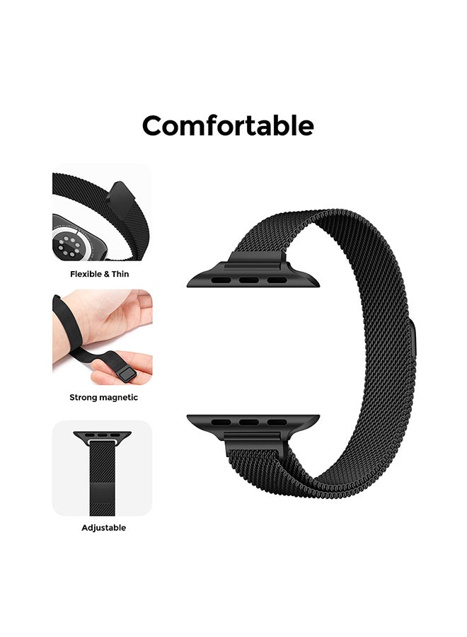 O Ozone Slim Milanese Loop Strap For Apple Watch Series 10 | Ultra 2 | 8 Ultra | 9 | 8 | 7 | 6 , 49/46/45/44/42mm Stainless Steel Magnetic Wristband Smartwatch Band -Rose Gold - Image 3