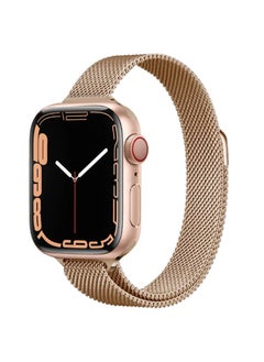 O Ozone Slim Milanese Loop Strap For Apple Watch Series 10 | Ultra 2 | 8 Ultra | 9 | 8 | 7 | 6 , 49/46/45/44/42mm Stainless Steel Magnetic Wristband Smartwatch Band -Rose Gold  - Image 1