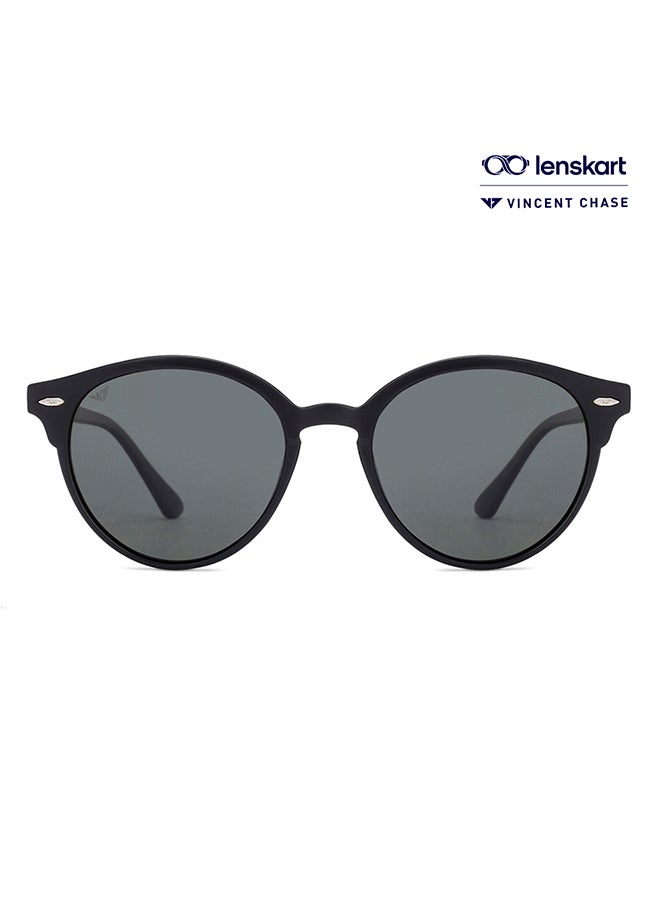 VINCENT CHASE Unisex VINCENT CHASE By Lenskart | Mirage Full Rim Round Polarized & UV Protected Sunglasses For Men & Women VC S12585 - 51mm - Black - Image 1