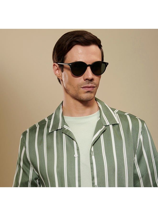 VINCENT CHASE Unisex VINCENT CHASE By Lenskart | Mirage Full Rim Round Polarized & UV Protected Sunglasses For Men & Women VC S12585 - 51mm - Black - Image 3