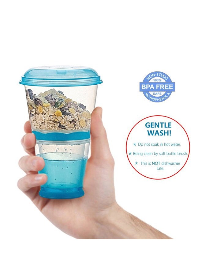 Pogah Cereal On The Go, Cup Container Breakfast Drink Milk Cups Portable Yogurt and Travel To-Go Food Containers Storage With Spoon(Blue) - Image 5