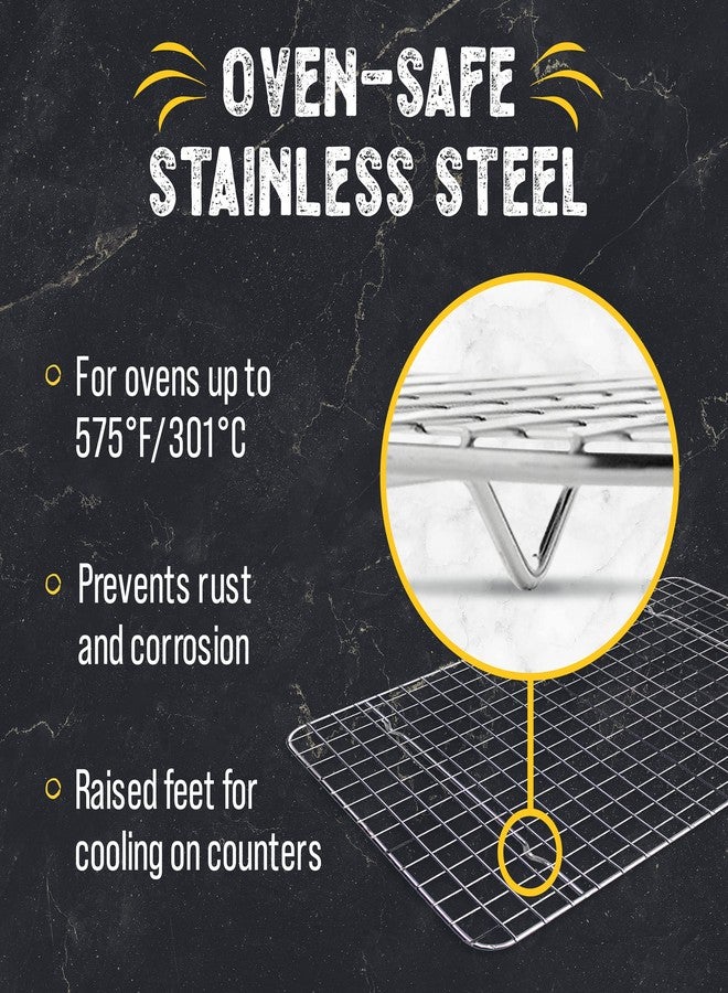 تشيكرد شيف رف تبريد من تشيكرد شيف للطهي والخبز - 8 بوصات × 11 ¾ بوصة، طقم من قطعتين من الفولاذ المقاوم للصدأ، رف تبريد سلكي آمن للاستخدام في الفرن للبسكويت - Image 4