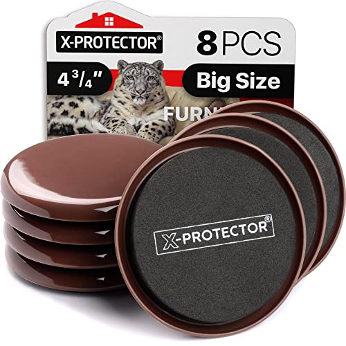 X-Protector Furniture Sliders for Carpet X-PROTECTOR - 8 PCS Best Heavy Moving Pads 4 3/4" - Sliders for Furniture. Move Your Furniture Easy with Reusable Furniture Movers Sliders for Carpets! - Image 1