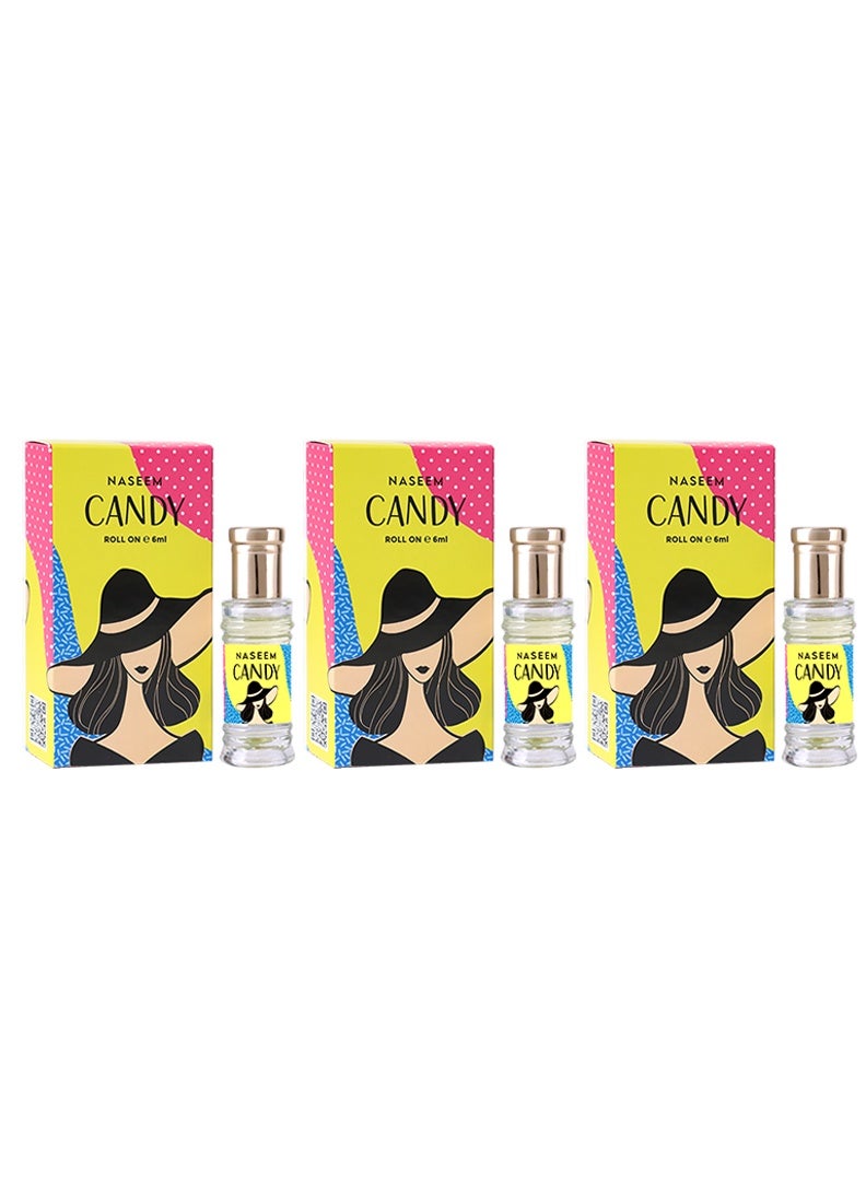Candy Perfume Oil Roll-On for Men & Women - 6ml (Pack of 3)