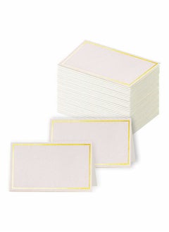 Premium Place Cards with Gold Foil Border, 100 Pcs Small Table Tent Cards, Escort Cards, Blank Fillable Banquet Seat Cards Name Card Placecard for Wedding, Table, Dinner Parties, 2 x 3.5 Inches