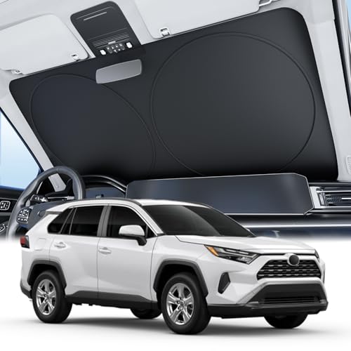Wigoo 2025 Upgrade Car Windshield Sun Shade 100 Light Block 4thGen Cooling Tech Foldable Heat Insulation Interior Sun Visor with Storage Bag for SedansSUVsHatchbacks M 64x32