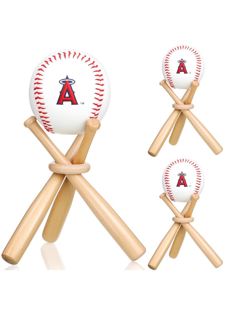 Zikra Baseball Stand, Baseball Holders for Balls Display Wooden Baseball Bat Display Stand Holder Display Baseball Centerpieces for Tables for Kids and Sports Lover - Image 1