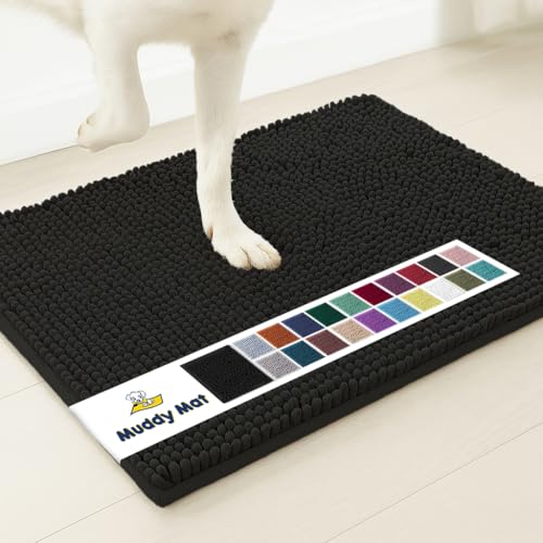 Muddy Mat Super Absorbent Door Mat Indoor Microfiber Quick Dry Chenille Entryway Rug NonSlip Front Door Mat Indoor Mats for Entryway Machine Washable Pet Rug Black 24x36 - Image 1