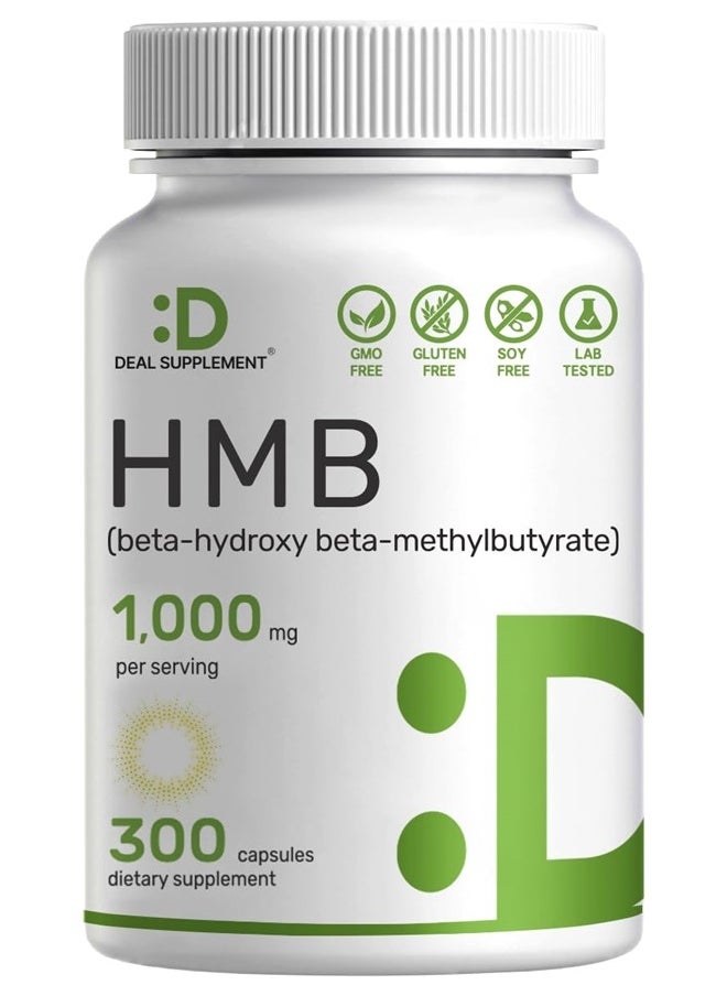 DEAL SUPPLEMENT Ultra Strength HMB Supplements 1000*mg Per Serving, 300*Capsules | Third Party Tested | Supports Muscle Growth, Retention  - Image 1