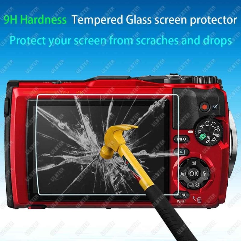 ULBTER Screen Protector for Olympus TG-7 TG-6 TG-5 TG-4 TG7 Red Black, OM SYSTEM Tough TG-7 0.3mm 9H Hardness TG6 TG5 TG4 Tempered Glass Screen Cover, Anti-Scrach Anti-Dust [3 Pack] - Image 3