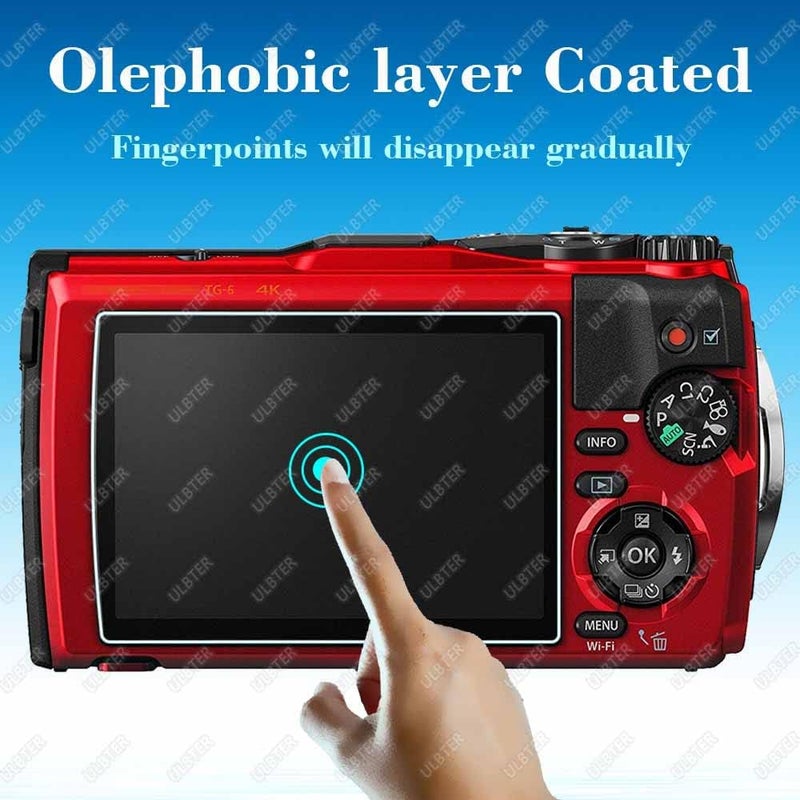 ULBTER Screen Protector for Olympus TG-7 TG-6 TG-5 TG-4 TG7 Red Black, OM SYSTEM Tough TG-7 0.3mm 9H Hardness TG6 TG5 TG4 Tempered Glass Screen Cover, Anti-Scrach Anti-Dust [3 Pack] - Image 4