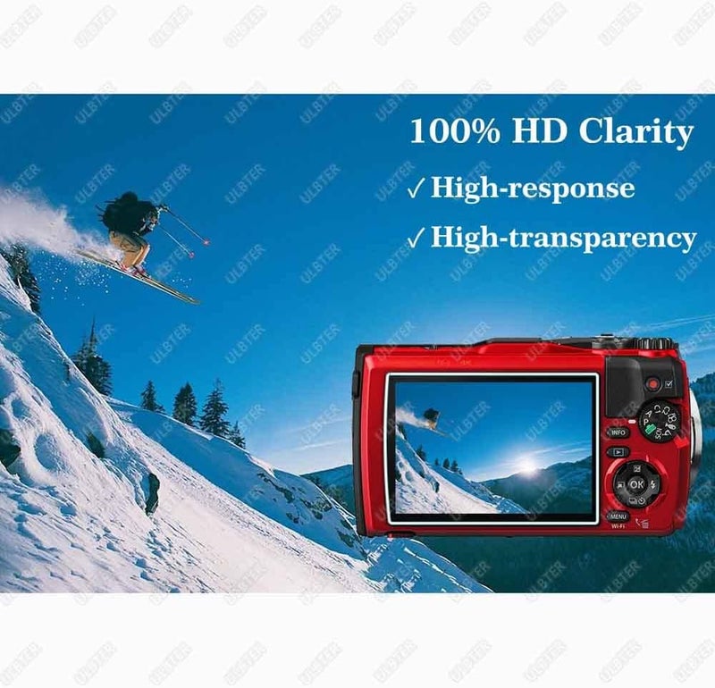 ULBTER Screen Protector for Olympus TG-7 TG-6 TG-5 TG-4 TG7 Red Black, OM SYSTEM Tough TG-7 0.3mm 9H Hardness TG6 TG5 TG4 Tempered Glass Screen Cover, Anti-Scrach Anti-Dust [3 Pack] - Image 5