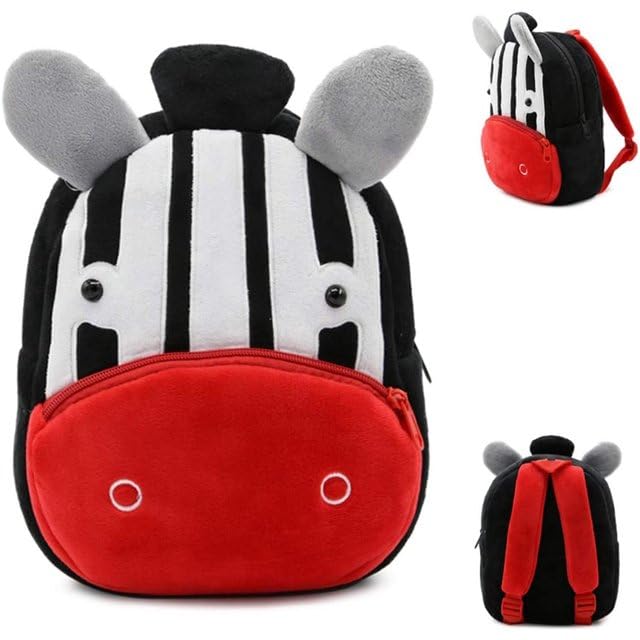 blue tree Cute Kids Backpack Toddler Bag Plush Animal Cartoon Mini Travel Bag for Baby Girl Boy 1-5 Years (small, Zebra, Zebra) - Image 4