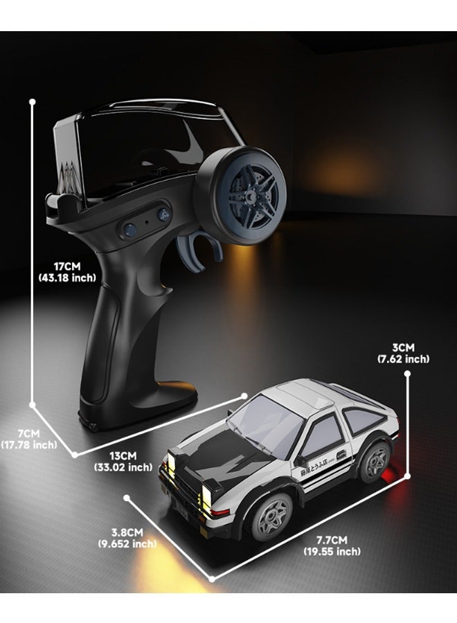 Mini AE86 Model LD1801 RC Drift Car - 2.4G Remote Control, ESP Gyroscope for Stable Drifting, LED Lights, 1:64 Scale Classic AE86 Replica, White On-Road Racing Car, Ideal for RC Enthusiasts & Collectors​ - Image 2