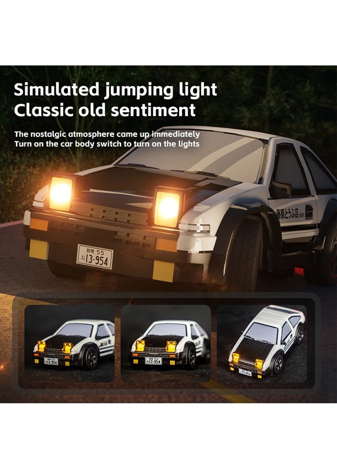 Mini AE86 Model LD1801 RC Drift Car - 2.4G Remote Control, ESP Gyroscope for Stable Drifting, LED Lights, 1:64 Scale Classic AE86 Replica, White On-Road Racing Car, Ideal for RC Enthusiasts & Collectors​ - Image 4