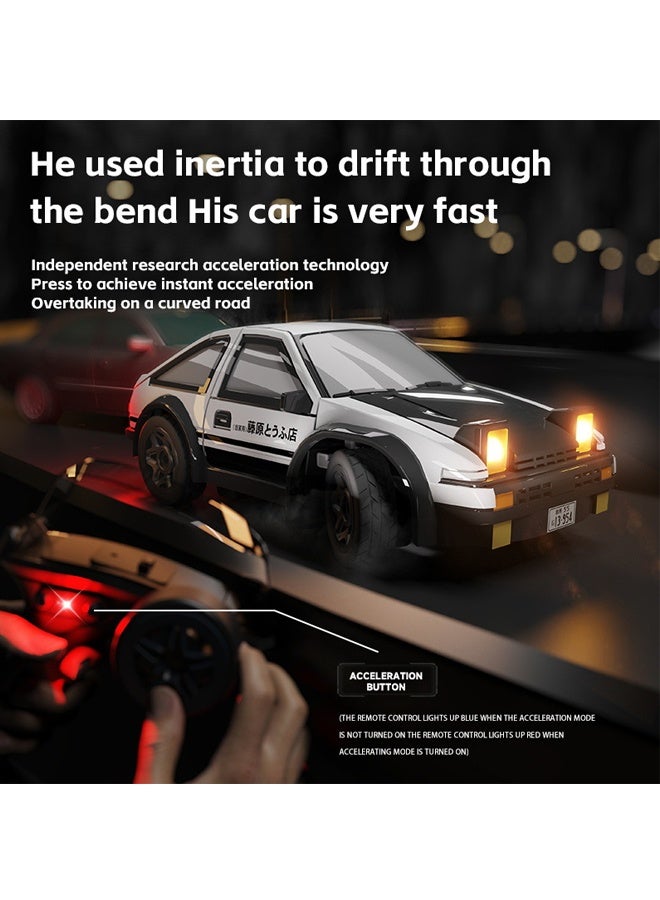 Mini AE86 Model LD1801 RC Drift Car - 2.4G Remote Control, ESP Gyroscope for Stable Drifting, LED Lights, 1:64 Scale Classic AE86 Replica, White On-Road Racing Car, Ideal for RC Enthusiasts & Collectors​ - Image 3