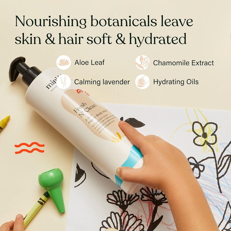 Mini Bloom Fresh N Clean 2in1 Hair  Body Wash  Shampoo SulfateFree  Baby  Kid Safe  Gently Cleanses Head to Toe wAloe leaf Chamomile extract Lavender  Botanicals 166 oz - Image 3