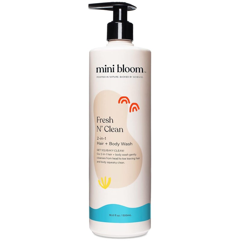 Mini Bloom Fresh N Clean 2in1 Hair  Body Wash  Shampoo SulfateFree  Baby  Kid Safe  Gently Cleanses Head to Toe wAloe leaf Chamomile extract Lavender  Botanicals 166 oz - Image 1