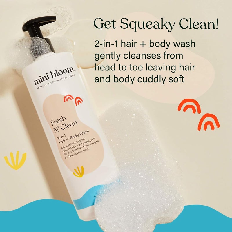 Mini Bloom Fresh N Clean 2in1 Hair  Body Wash  Shampoo SulfateFree  Baby  Kid Safe  Gently Cleanses Head to Toe wAloe leaf Chamomile extract Lavender  Botanicals 166 oz - Image 4