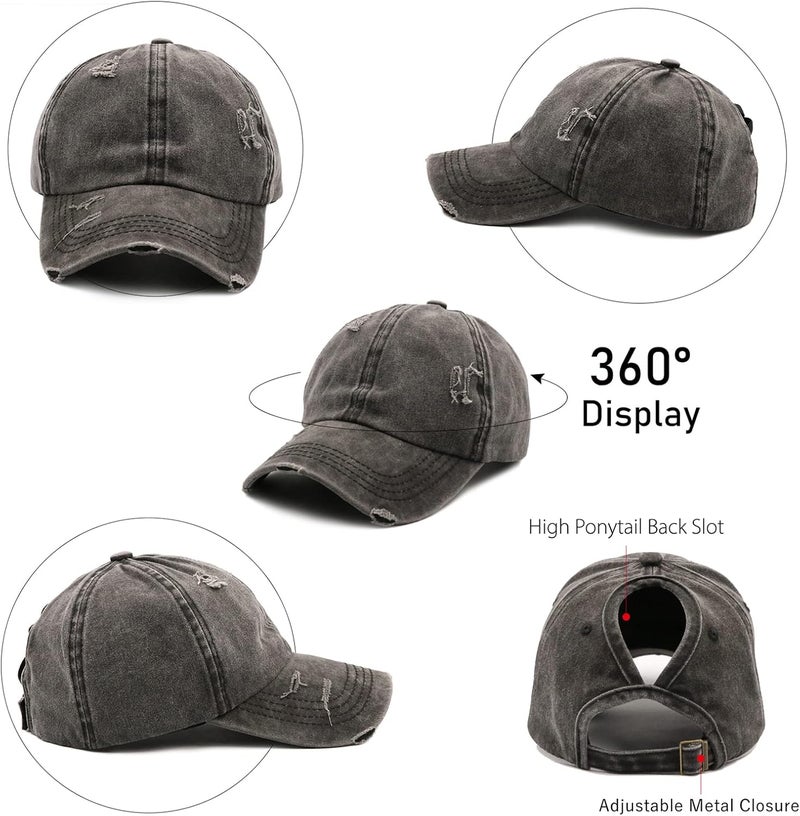 ProMindFun Womens Pony Hat High Ponytail Baseball Cap Girls Messy Bun Caps Camouflage Trucker Bad Hair Day Adjustable Dad Hat - Image 3