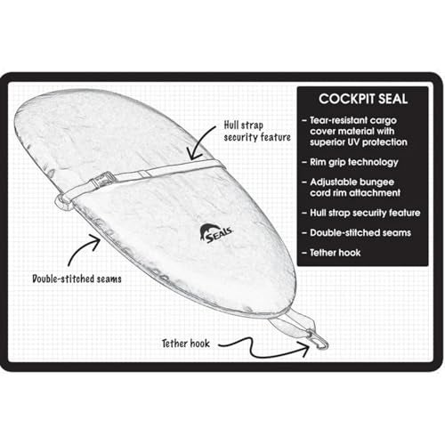 Seals Kayak Cockpit Cover with Hull Strap, Black, 1.4 I Made in USA | Storage & Transport Cover for Kayaks - Image 2